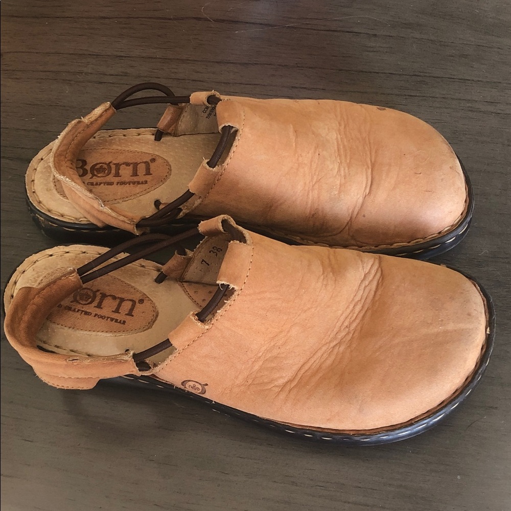 Born Tan Leather clogs
